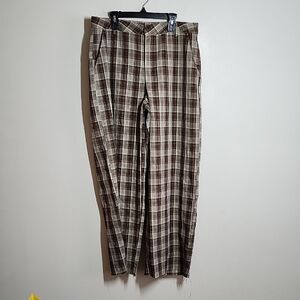 Motel Neutral Checkered Chinos in Brown and Cream Medium